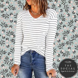 Black and White Thin Stripe Long Sleeve